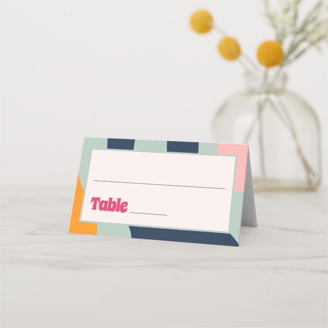 Tarjeta De Asiento Retro Groovy Bold Resumen de los años 1970 (Anverso)