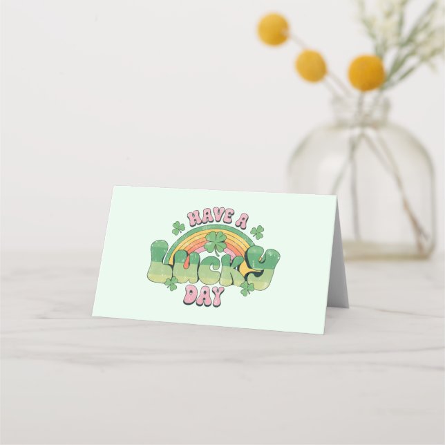 Tarjeta De Asiento Retro St. Patrick's Day, que tiene suerte (Anverso)