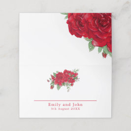 Tarjeta De Asiento Rich Red Roses Floral Names Date Boda