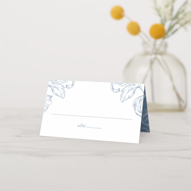 Tarjeta De Asiento Rococo Vintage Blue Wedding RSVP (Anverso)