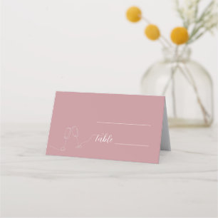 Tarjeta De Asiento ROE Boda simple rosa y blanco