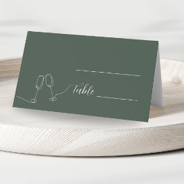 Tarjeta De Asiento ROE Dusky Green & White Simple Boda