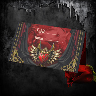 Tarjeta De Asiento Romance gótico, corazón de pasión.