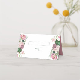 Tarjeta De Asiento Romántica acuarela Flores rosadas Boda Jardín
