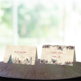 Tarjeta De Asiento Romántica boda invernal