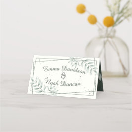 Tarjeta De Asiento Romántica hoja verde Boda Tabla No.