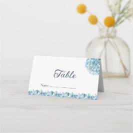 Tarjeta De Asiento Romántica Hortensia Azul Polvorienta Acuarela Boda