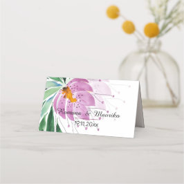 Tarjeta De Asiento Romántico arte violeta de Lotus Watercolor