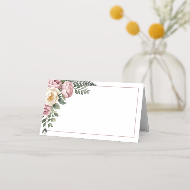 Tarjeta De Asiento Romántico Jardín Rosa Peony y Rosa Boda Floral (Anverso)