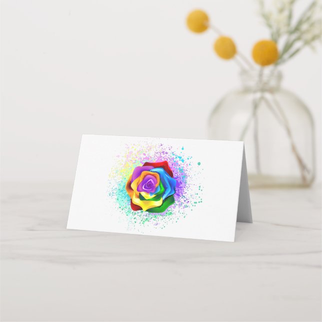 Tarjeta De Asiento Rosa arcoiris colorido (Anverso)