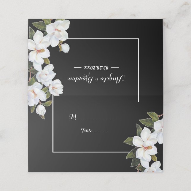 Tarjeta De Asiento Rosa blanca vintage (Exterior desplegado)