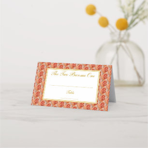 Tarjeta De Asiento ROSA CORAL Elegante BODA floral Buffet cristiano