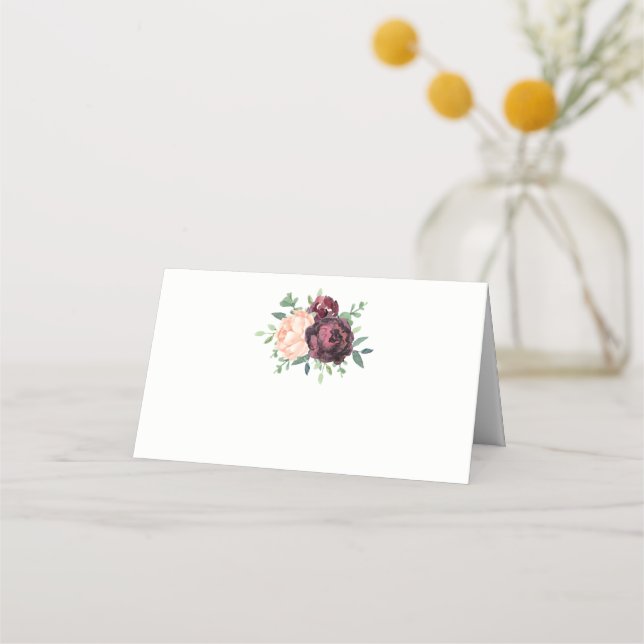 Tarjeta De Asiento Rosa de Borgoña Peach Peony Bouquet (Anverso)