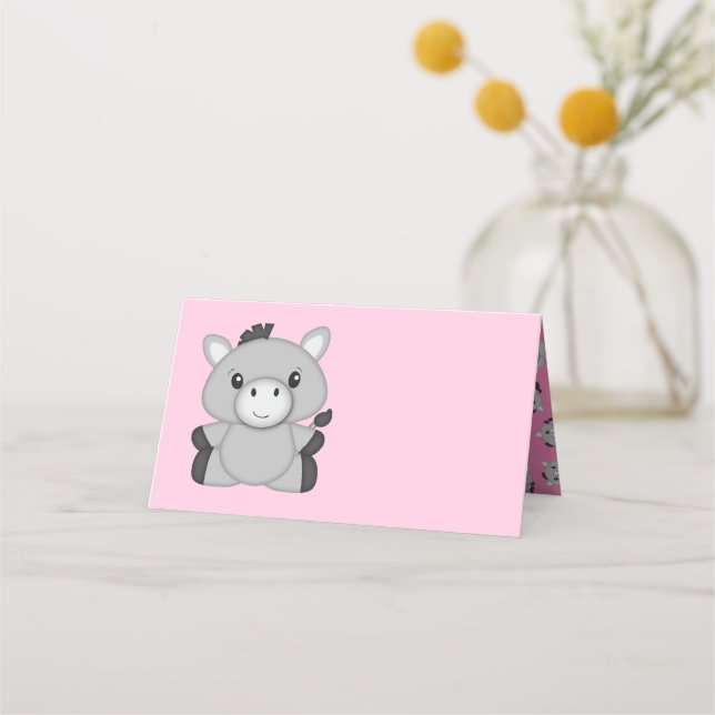 Tarjeta De Asiento Rosa de Donkey Baby Shower (Anverso)