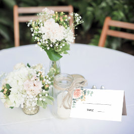 Tarjeta De Asiento Rosa de floros de oro boda de eucalipto blanco