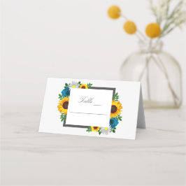 Tarjeta De Asiento Rosa de girasol Daisy Floral Boda