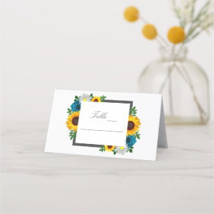 Tarjeta De Asiento Rosa de girasol Daisy Floral Boda