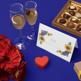 Tarjeta De Asiento Rosa de girasol Floral Boda Place Card