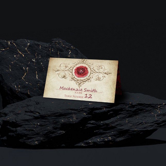 Tarjeta De Asiento Rosa de joyas | Grunge de Gema Rojo de Crimson Vin (Subido por el creador)