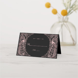 Tarjeta De Asiento Rosa De Marble De Oro Art Deco Peacocks Guardar La