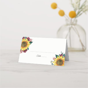 Tarjeta De Asiento Rosa de Sunflower Burgundy Boda Floral