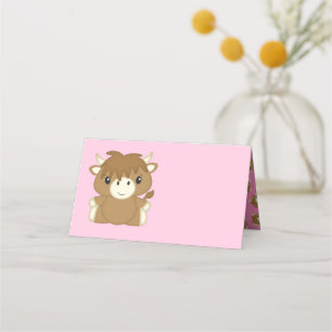 Tarjeta De Asiento Rosa de vaca escocesa Baby Shower rosa
