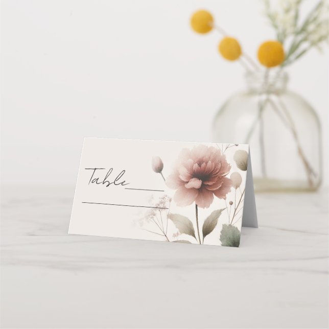 Tarjeta De Asiento Rosa del desierto Vegetación floral rosa Número de (Anverso)