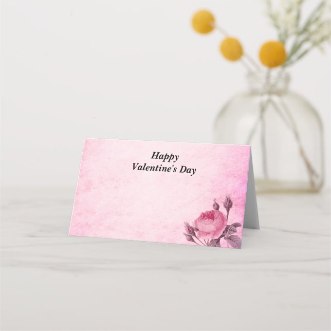 Tarjeta De Asiento Rosa del día de San Valentín  (Anverso)