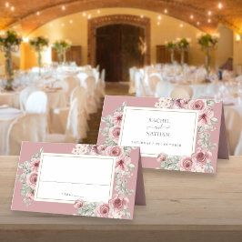 Tarjeta De Asiento Rosa deslumbrante Floral Elegante Boda
