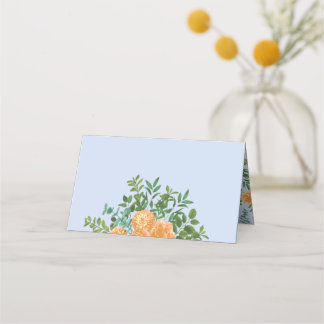 Tarjeta De Asiento Rosa Floral Boda azul claro de color azul pálido