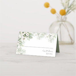 Tarjeta De Asiento Rosa floral verde turbio boda acuarela