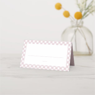 Tarjeta De Asiento Rosa gingham simple chica lindo ducha bebé