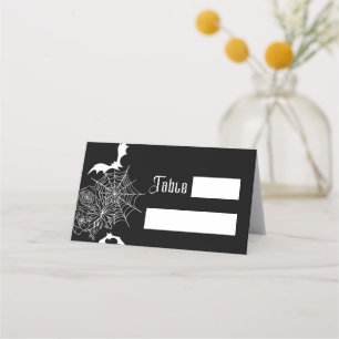 Tarjeta De Asiento Rosa gótico Bat Spiderweb Boda negro
