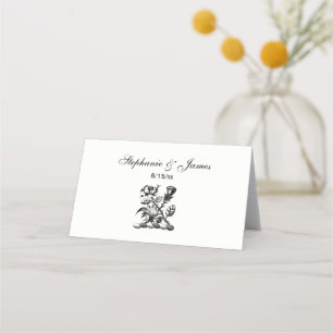 Tarjeta De Asiento Rosa heráldico y escudo de Escudo de armas