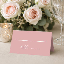 Tarjeta De Asiento Rosa Polvo Rosa Simple Blanco Caligrafía Boda