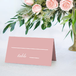 Tarjeta De Asiento Rosa Polvo Rosa Simple Blanco Caligrafía Boda
