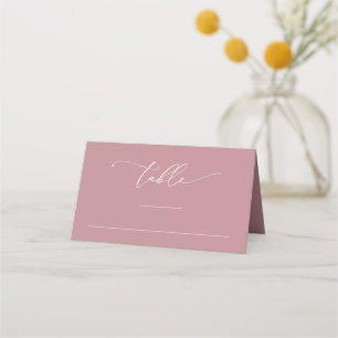 Tarjeta De Asiento Rosa polvoriento Rosa Minimalista 3 Bodas Número d