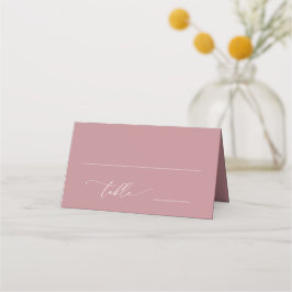 Tarjeta De Asiento Rosa polvoriento Rubor Rosa Minimalista 1 Boda