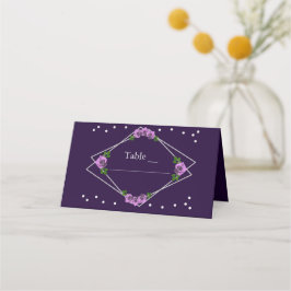 Tarjeta De Asiento Rosa Púrpura Plata Geométrico Sweet 16
