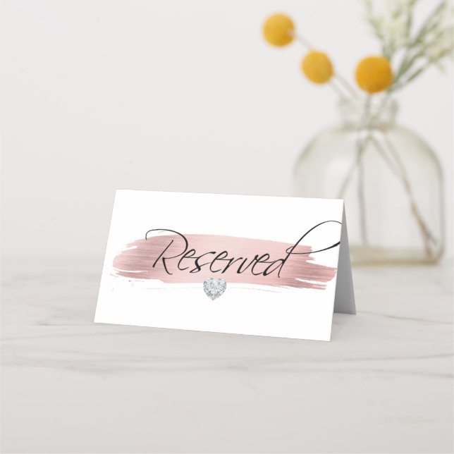 Tarjeta De Asiento Rosa Relieve metalizado dorado Blanco Negro Rótulo (Reverso)