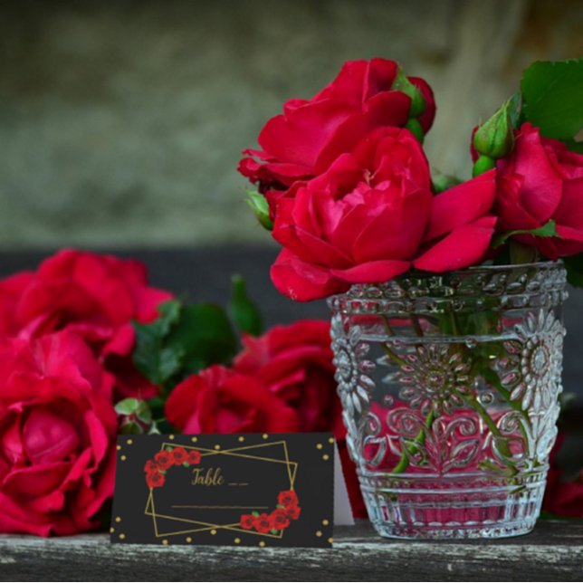 Tarjeta De Asiento Rosa Roja Negro y Quinceañera de oro (Subido por el creador)