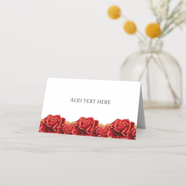 Tarjeta De Asiento Rosa rojo y oro (Anverso)