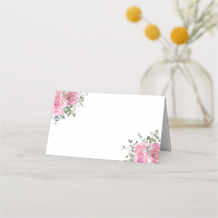 Tarjeta De Asiento Rosa Rosa Rosa Duste Eucalyptus Floral Botánica