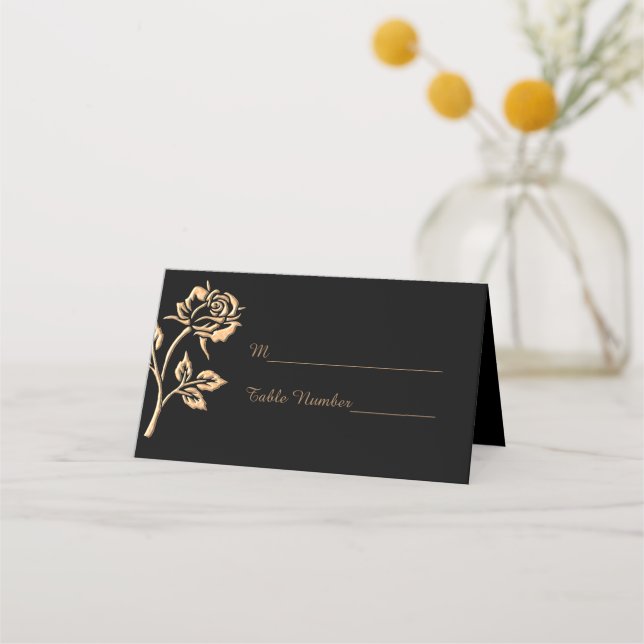 Tarjeta De Asiento Rosa simple de oro (Anverso)