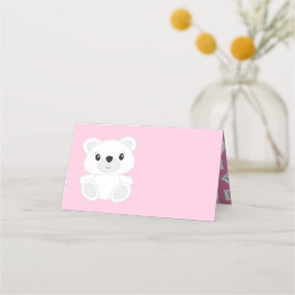 Tarjeta De Asiento Rosado de Baby Shower de oso polar