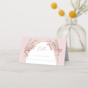 Tarjeta De Asiento Rosado rosado trendy boho peonías pampas sage