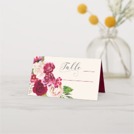 Tarjeta De Asiento Rosas Borgoña/Crema Boda Tabla ID584