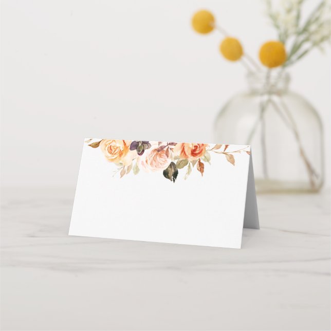 Tarjeta De Asiento Rosas de acuarela Shabby Chic Place Cards (Anverso)