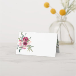 Tarjeta De Asiento Rosas de las acuarelas borgoñosas y rubias