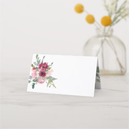 Tarjeta De Asiento Rosas de las acuarelas borgoñosas y rubias